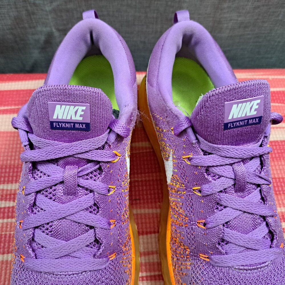 %NIKE FLYKNIT MAX ATOMIC PURPLE/ORANGE/MANGO US 9.5 Women 620659-500 A7 - Picture 10 of 13